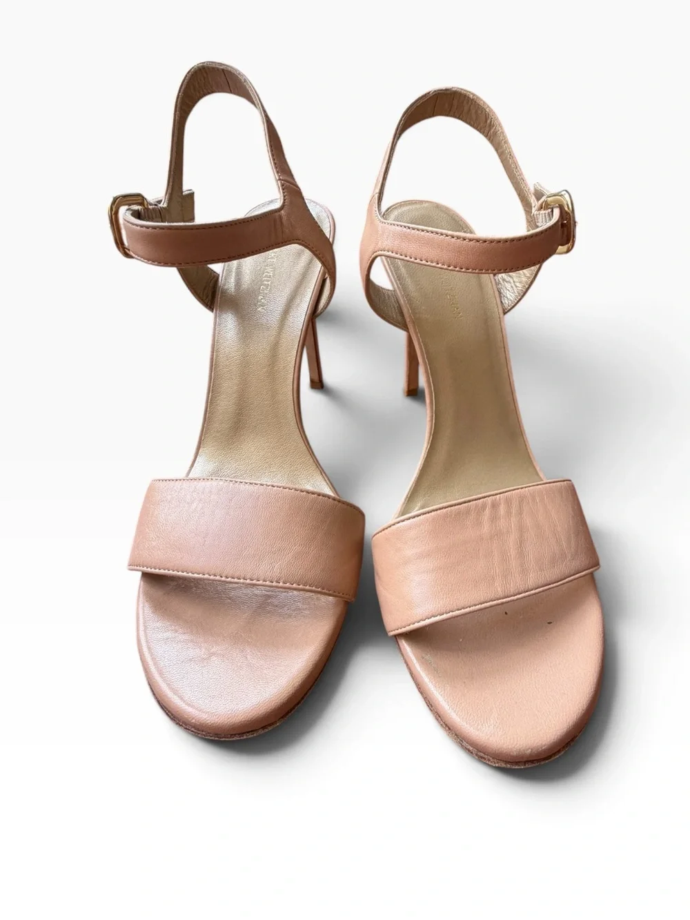 Stuart Weitzman Nude Leather Stiletto Sandals Size 10